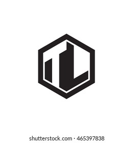 Initial letters TL negative space hexagon shape monogram logo