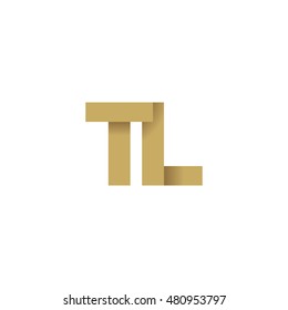 Initial letters TL overlapping fold logo brown gold
