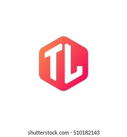 Initial letters TL rounded hexagon shape red orange simple modern logo