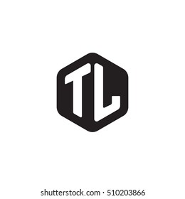 Initial letters TL rounded hexagon shape monogram black simple modern logo