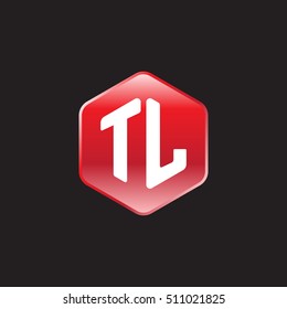 Initial letters TL rounded hexagon shape red modern logo