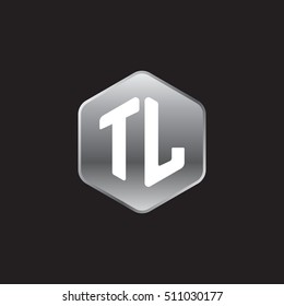 Initial letters TL rounded hexagon shape silver modern logo