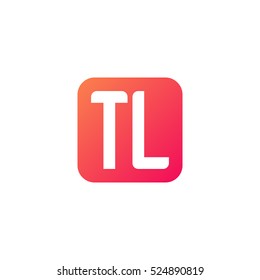 Initial letters TL rounded square shape red orange simple logo