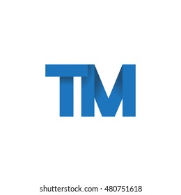 Initial letters TM overlapping fold logo blue