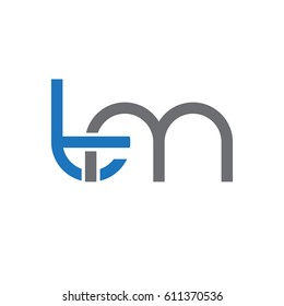 Initial letters tm, round overlapping chain shape lowercase logo modern design blue gray