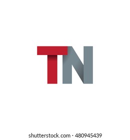 Initial letters TN overlapping fold logo red gray