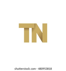 Initial letters TN overlapping fold logo brown gold