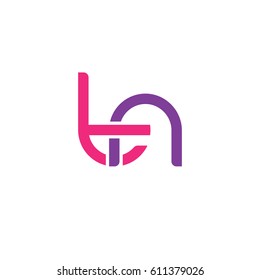 Initial letters tn, round overlapping chain shape lowercase logo modern design pink purple