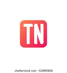 Initial letters TN rounded square shape red orange simple logo