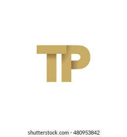 Initial Letters TP Overlapping Fold Logo Brown Gold