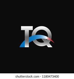 Initial letters TQ overlapping movement swoosh logo, metal silver blue red color on black background