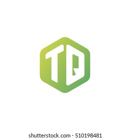 Initial letters TQ rounded hexagon shape green simple modern logo