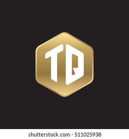 Initial letters TQ rounded hexagon shape gold modern logo