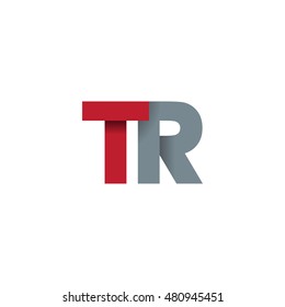 Initial letters TR overlapping fold logo red gray