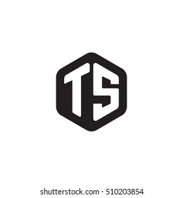 Initial letters TS rounded hexagon shape monogram black simple modern logo