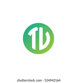 Initial letters TV circle shape green simple logo