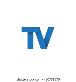 Initial letters TV overlapping fold logo blue