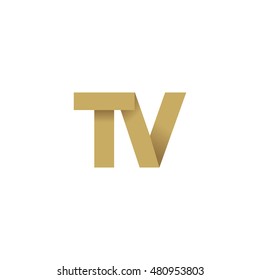 Initial letters TV overlapping fold logo brown gold