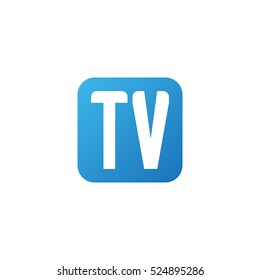 Initial letters TV rounded square shape blue simple logo