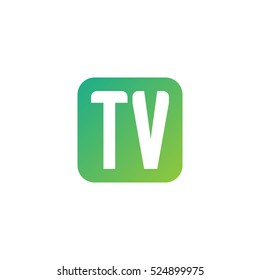 Initial letters TV rounded square shape green simple logo