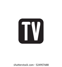 Initial letters TV rounded square shape monogram black simple logo