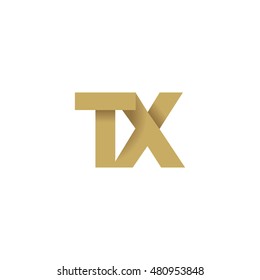 Initial letters TX overlapping fold logo brown gold