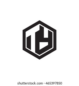 Initial letters TY negative space hexagon shape monogram logo