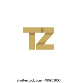 Initial letters TZ overlapping fold logo brown gold