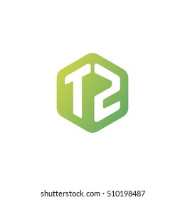 Initial letters TZ rounded hexagon shape green simple modern logo