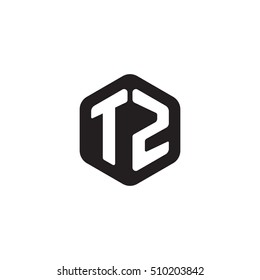 Initial letters TZ rounded hexagon shape monogram black simple modern logo
