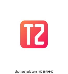 Initial letters TZ rounded square shape red orange simple logo