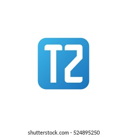 Initial letters TZ rounded square shape blue simple logo