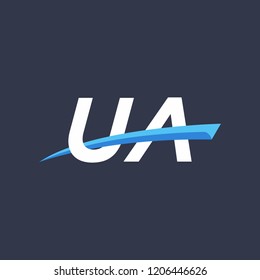 Initial letters UA illustrations designs with swoosh vector for company logo.