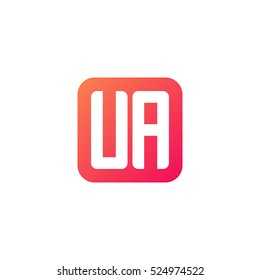 Initial letters UA rounded square shape red orange simple logo