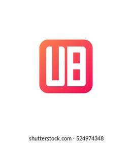 Initial letters UB rounded square shape red orange simple logo