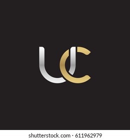 Initial letters uc, round overlapping chain shape lowercase logo modern design silver gold