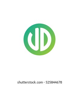 Initial letters UD circle shape green simple logo