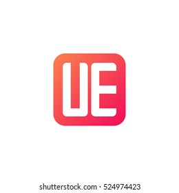 Initial letters UE rounded square shape red orange simple logo
