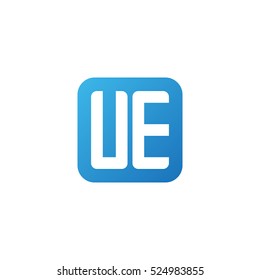 Initial letters UE rounded square shape blue simple logo