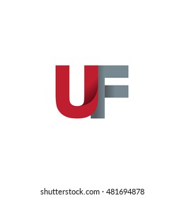 Initial letters UF overlapping fold logo red gray