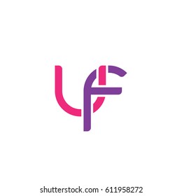 Initial letters uf, round overlapping chain shape lowercase logo modern design pink purple