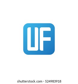 Initial letters UF rounded square shape blue simple logo