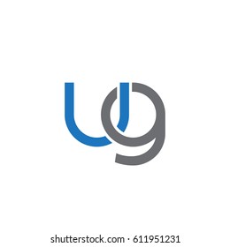 Initial letters ug, round overlapping chain shape lowercase logo modern design blue gray