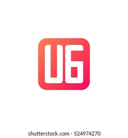 Initial letters UG rounded square shape red orange simple logo