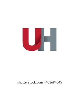 Initial letters UH overlapping fold logo red gray