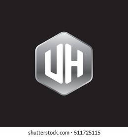 Initial letters UH rounded hexagon shape silver modern logo