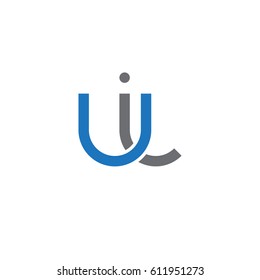 Initial letters ui, round overlapping chain shape lowercase logo modern design blue gray