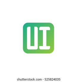 Initial letters UI rounded square shape green simple logo