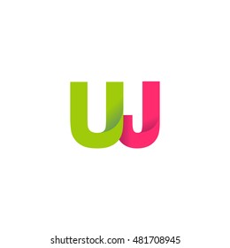 Initial letters UJ overlapping fold logo green magenta