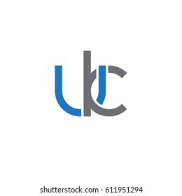 Initial letters uk, round overlapping chain shape lowercase logo modern design blue gray